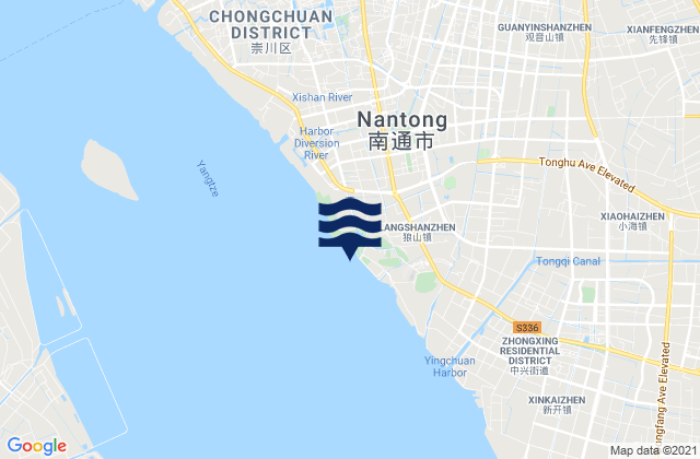 Mapa da tábua de marés em Langshan, China