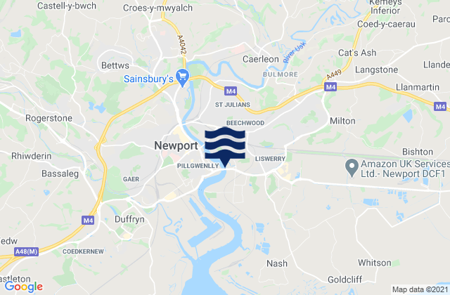 Mapa da tábua de marés em Langstone, United Kingdom