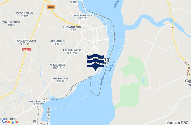 Mapa da tábua de marés em Langtoucun, China