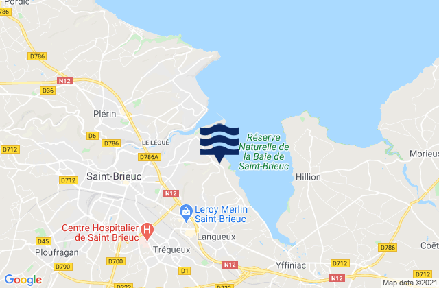 Mapa da tábua de marés em Langueux, France