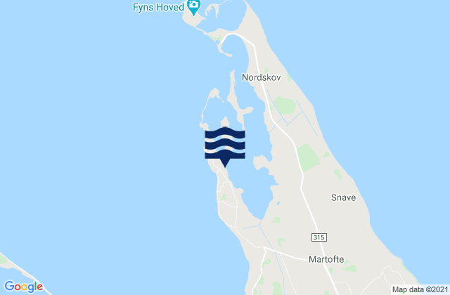 Mapa da tábua de marés em Langø, Denmark