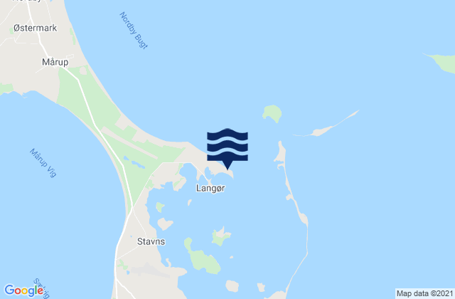 Mapa da tábua de marés em Langør, Denmark