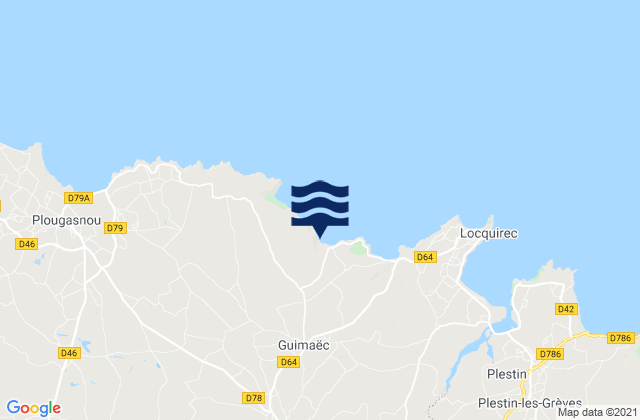 Mapa da tábua de marés em Lanmeur, France