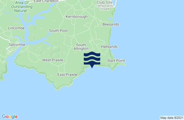 Mapa da tábua de marés em Lannacombe Beach, United Kingdom