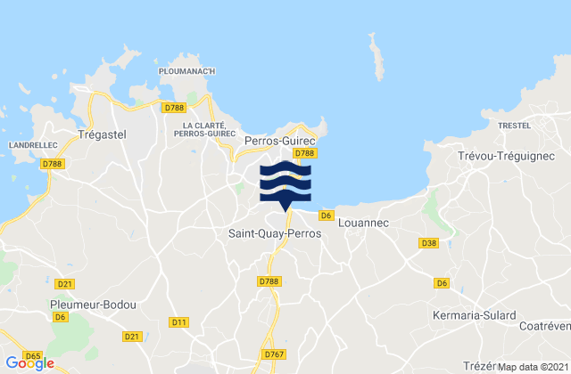 Mapa da tábua de marés em Lannion, France