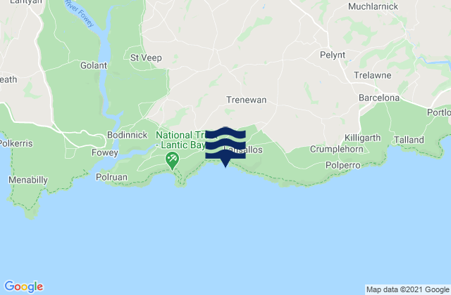 Mapa da tábua de marés em Lansallos Beach, United Kingdom