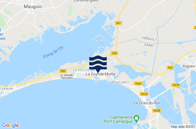 Mapa da tábua de marés em Lansargues, France