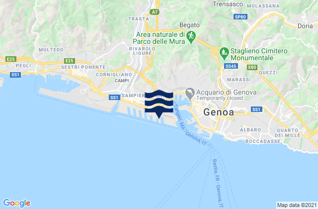 Mapa da tábua de marés em Lanterna, Italy