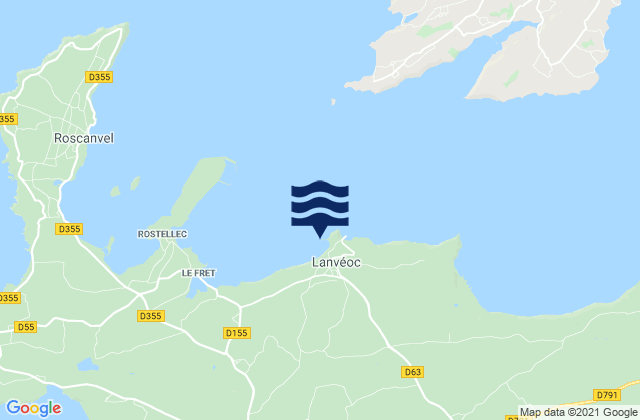 Mapa da tábua de marés em Lanvéoc, France