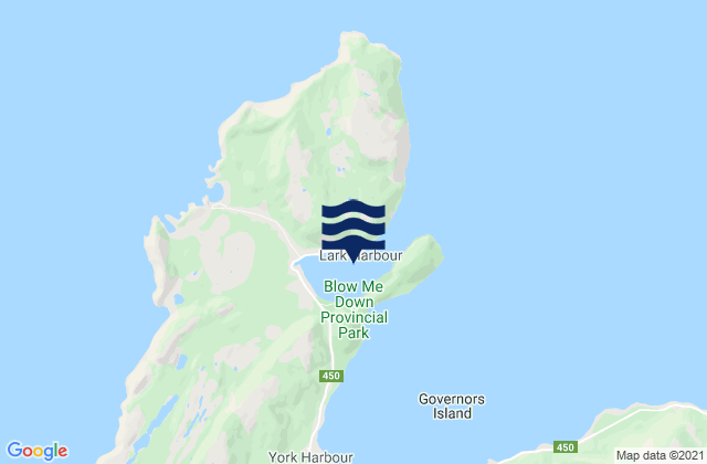 Mapa da tábua de marés em Lark Harbour, Canada