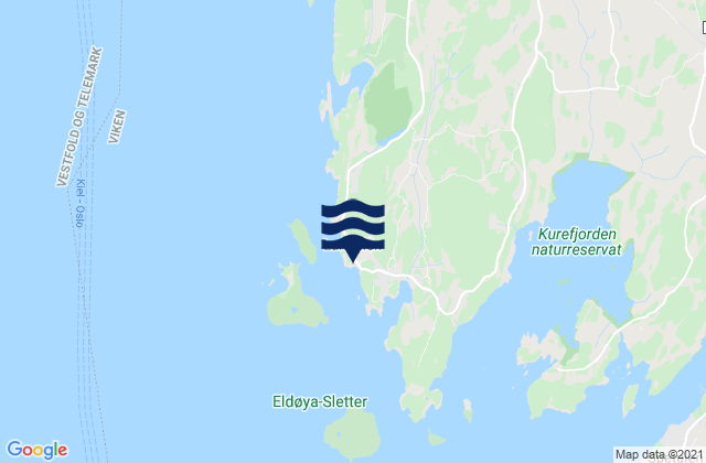 Mapa da tábua de marés em Larkollen, Norway