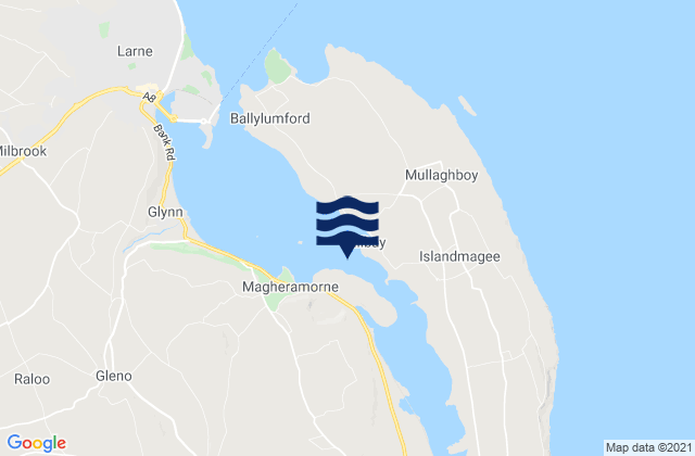 Mapa da tábua de marés em Larne Lough, United Kingdom
