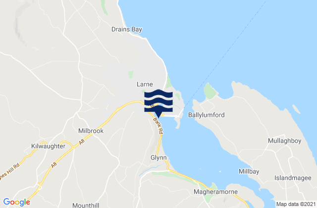 Mapa da tábua de marés em Larne, United Kingdom