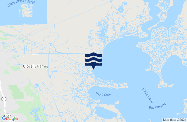 Mapa da tábua de marés em Larose, United States