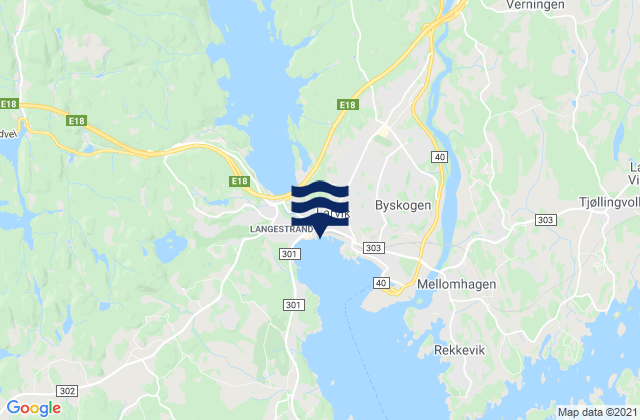 Mapa da tábua de marés em Larvik, Norway