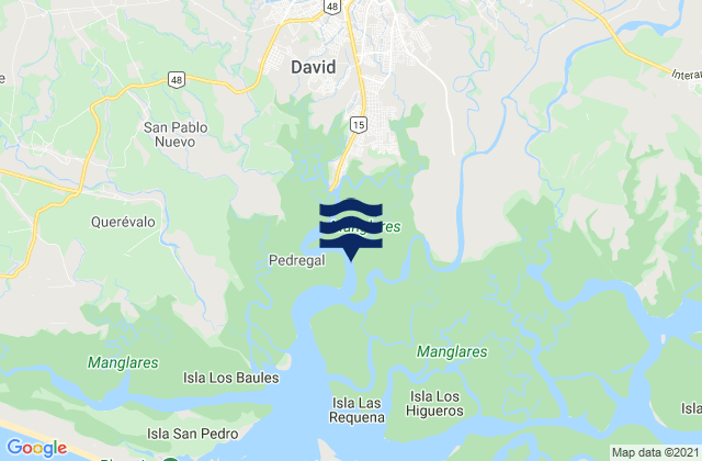 Mapa da tábua de marés em Las Lomas, Panama