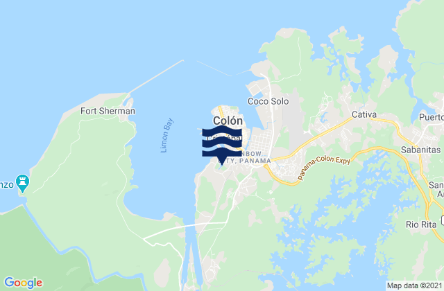 Mapa da tábua de marés em Las Margaritas, Panama