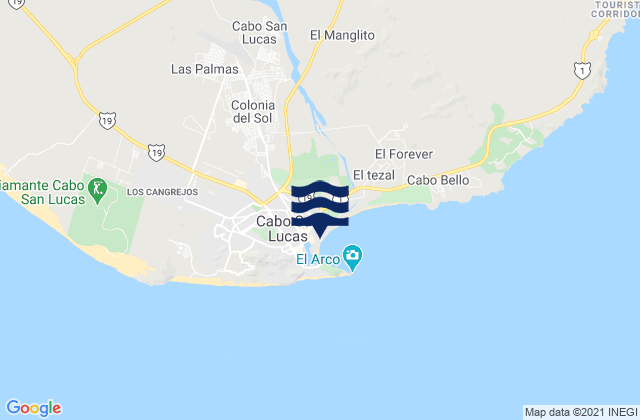 Mapa da tábua de marés em Las Palmas, Mexico