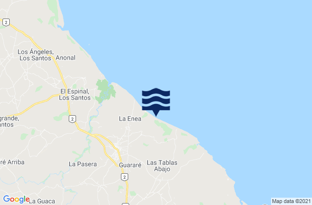 Mapa da tábua de marés em Las Palmitas, Panama