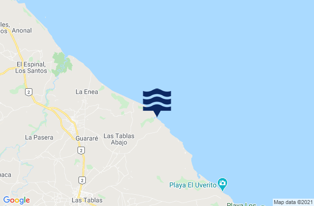Mapa da tábua de marés em Las Tablas, Panama