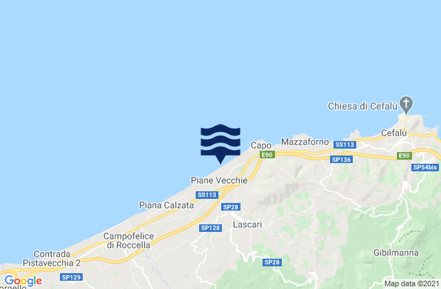 Mapa da tábua de marés em Lascari, Italy