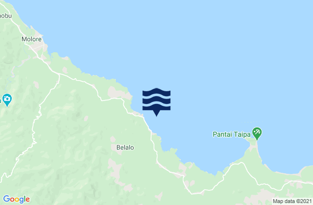 Mapa da tábua de marés em Lasolo Bay, Indonesia