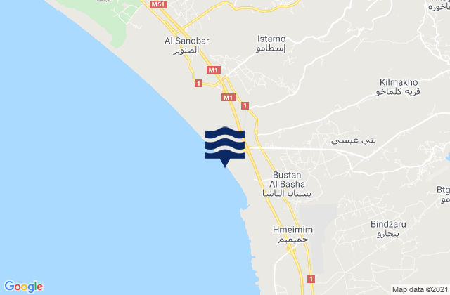 Mapa da tábua de marés em Latakia Governorate, Syria