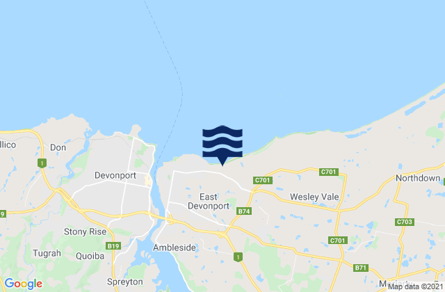 Mapa da tábua de marés em Latrobe, Australia