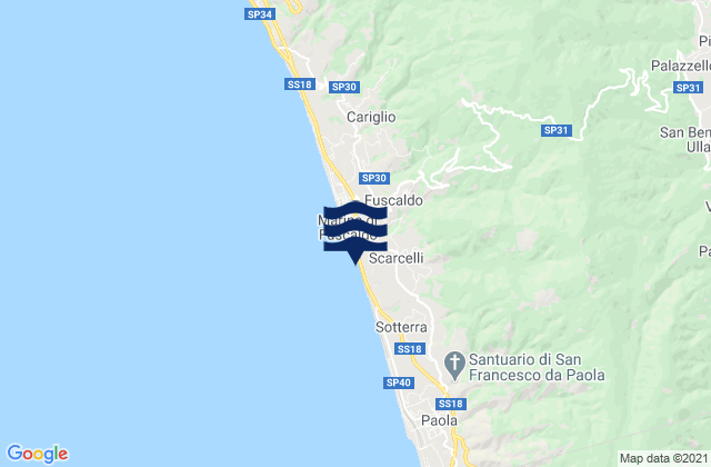 Mapa da tábua de marés em Lattarico, Italy