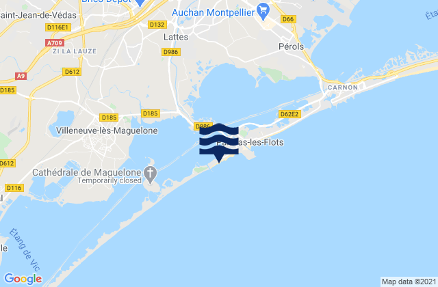 Mapa da tábua de marés em Lattes, France