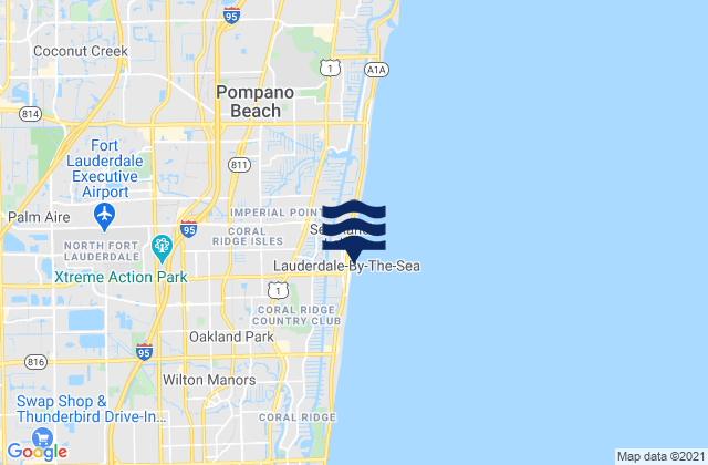 Mapa da tábua de marés em Lauderdale-by-the-Sea, United States