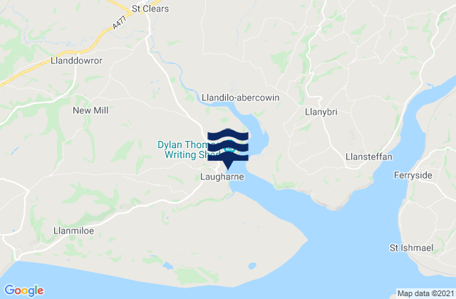 Mapa da tábua de marés em Laugharne Beach, United Kingdom
