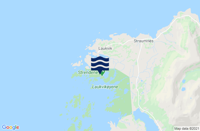 Mapa da tábua de marés em Laukvika, Norway