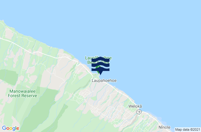 Mapa da tábua de marés em Laupāhoehoe Point, United States