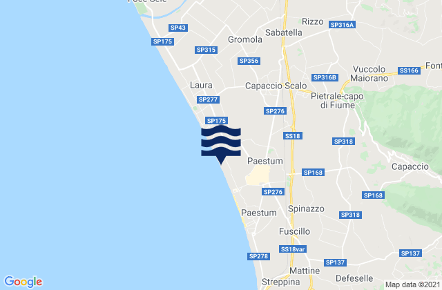 Mapa da tábua de marés em Laura, Italy
