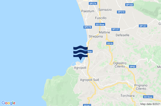 Mapa da tábua de marés em Laureana Cilento, Italy