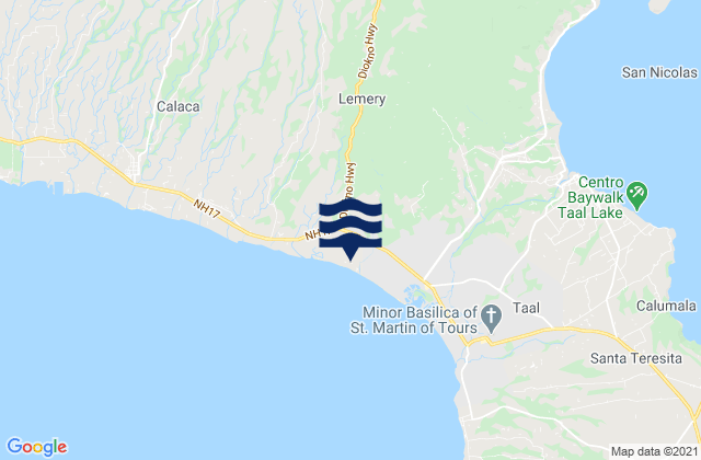 Mapa da tábua de marés em Laurel, Philippines