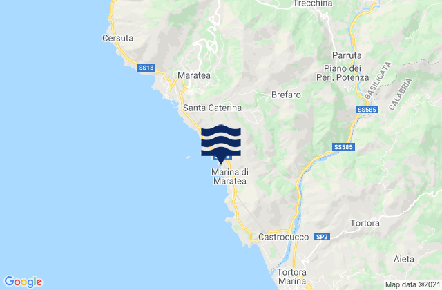 Mapa da tábua de marés em Lauria, Italy