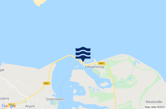 Mapa da tábua de marés em Lauwersoog, Netherlands