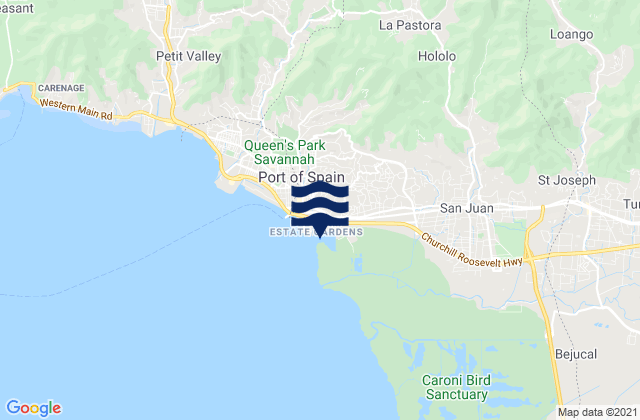 Mapa da tábua de marés em Laventille, Trinidad and Tobago