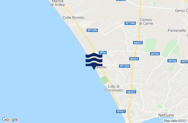 Mapa da tábua de marés em Lavinio, Italy