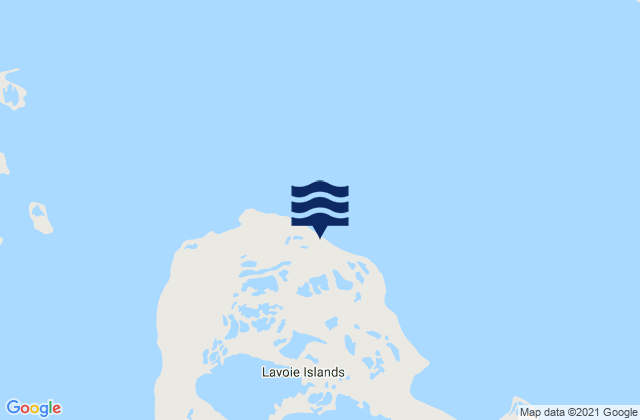 Mapa da tábua de marés em Lavoie Islands, Canada