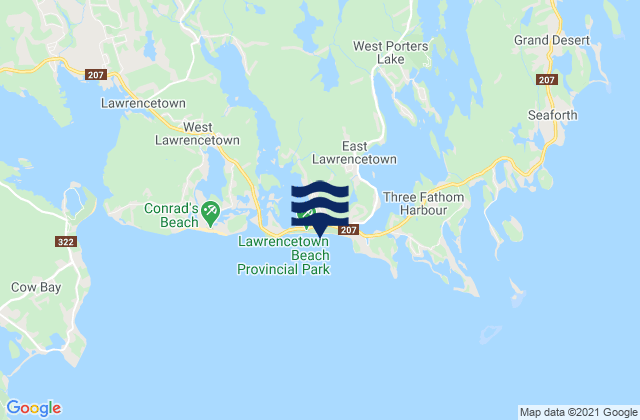 Mapa da tábua de marés em Lawrencetown Beach, Canada