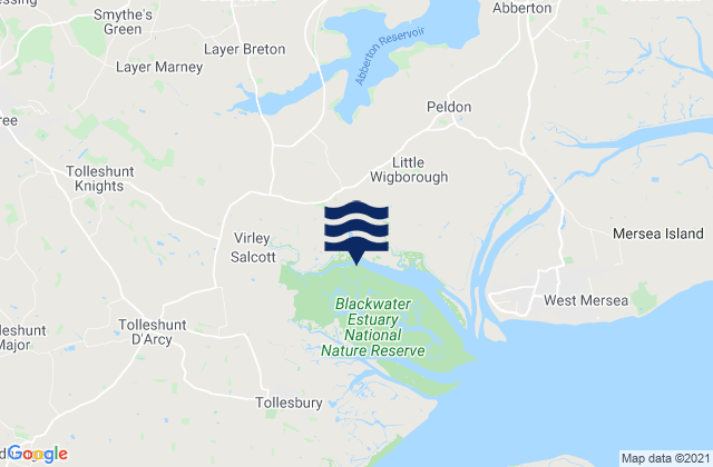 Mapa da tábua de marés em Layer de la Haye, United Kingdom