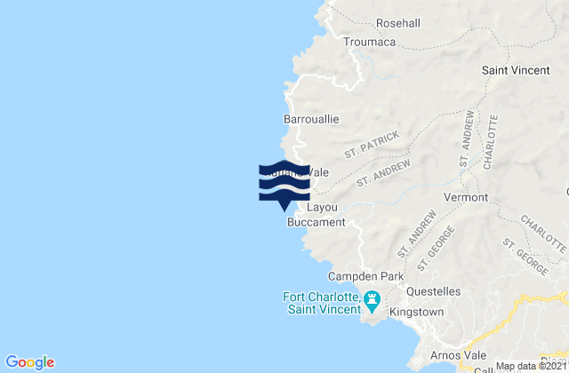 Mapa da tábua de marés em Layou, Saint Vincent and the Grenadines