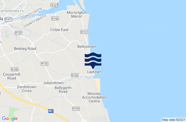 Mapa da tábua de marés em Laytown, Ireland