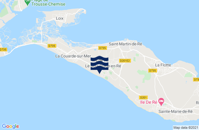 Mapa da tábua de marés em Le Bois-Plage-en-Ré, France