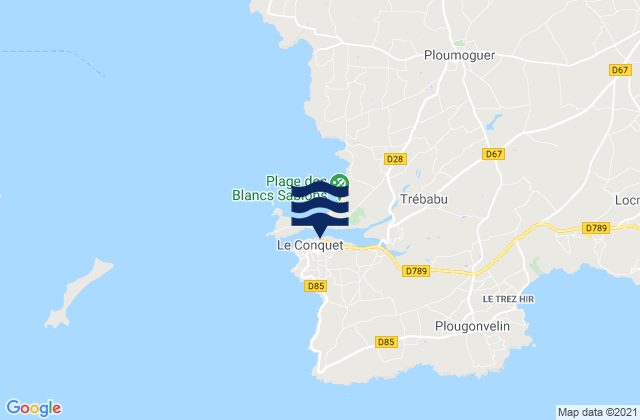 Mapa da tábua de marés em Le Conquet, France