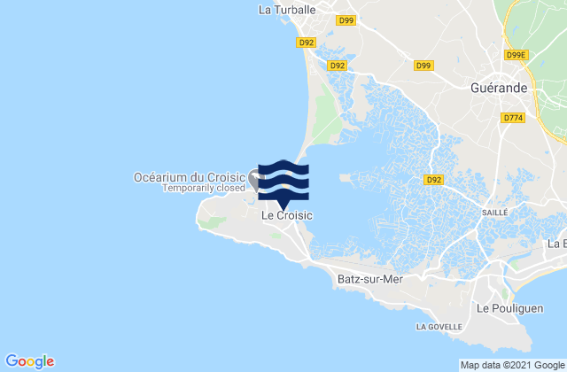 Mapa da tábua de marés em Le Croisic, France