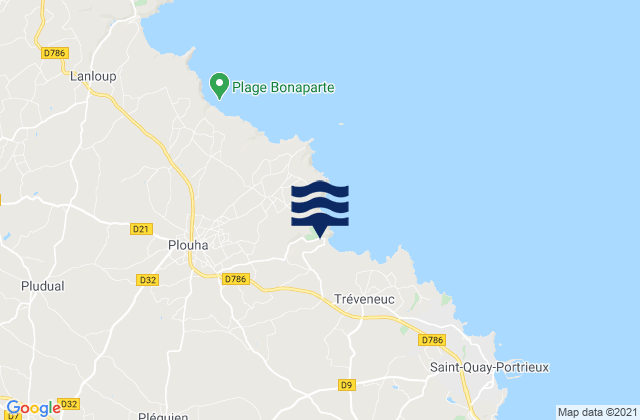 Mapa da tábua de marés em Le Dossen, France